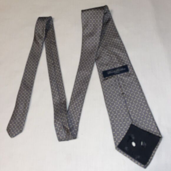 Brooks Brothers Makers Men’s Dress Tie Size 57” Gray Chain Motif Silk Business - Picture 8 of 12